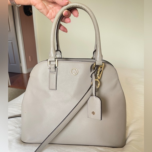 Tory Burch Handbags - Tory Burch Gray Dome Satchel with Gold Hardware